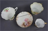 R.S. Prussia Rose Floral Cups and Bowl Group