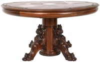 Carved Oak Griffin Head Dining Table
