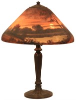 Handel 18 Inch Reverse Painted Scenic Table Lamp