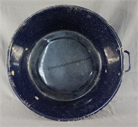 Vintage Blue Enamel Speckled 5 Gallon Washtub