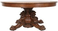 Hastings Carved Oak Lion Head Dining Table
