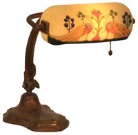 Handel Reverse Painted Peacock Desk Lamp
