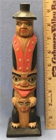 Carved wood Tlingit style totem pole 9.25" tall -