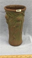Pottery vase, with pine tree and pine cone design,