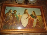 Oak Framed Mirror & Picture of Christ