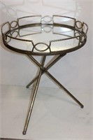 Mirrored Top Accent Table with Metal Base