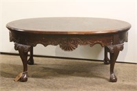Leather Top Ball & Claw Foot Coffee Table