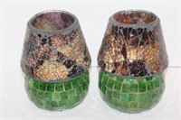 Mosaic Votive Holders with Crackle Shades