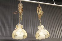 Pair of Capiz Swag Lamps
