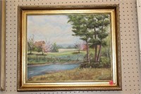 Landscape Painting on Canvas signed Pat