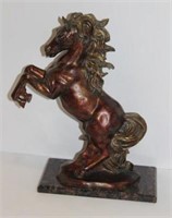 Painted Metal Horse Sculpture on Marble