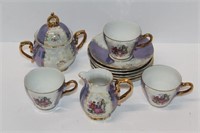 Victorian Style Demitasse Set with Gold