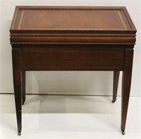 Leather Top 1 Drawer End Table on Casters
