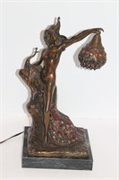 Bronze Peacock Lady Sculpture Lamp
