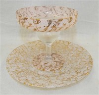 Group Of Gold Speckled Sherbets And Plates