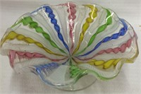 Hand Blown Art Glass Footed Dish
