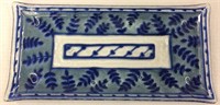 Blue Decorated Glass Tray