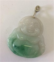 Sterling Silver And Jade Buddha Pendant