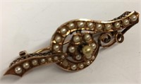 14k Gold Pin With Seed Pearls