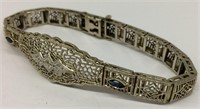 14k Gold Filigree Diamond & Sapphire Bracelet