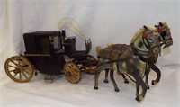 Folk Art Hand Made Horses And Carriage