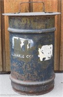 Old Metal Rag / Waste Can w/ Steel Lid