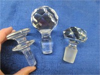 3 larger old glass stoppers