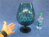 large beautiful blue glass vase - 12in tall