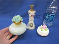 2 vintage perfume bottles & bone china trinket box