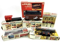 (4) Lionel Train Cars, Street Lamps, Remote Switch