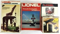 Lionel Accessories W/ Gantry Crane, Crossing Gate