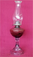 Antique Lilac-colored Glass Oil Lamp