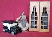 Vintage Coke Crate Shadow Box, Barn Pulley & McCoy