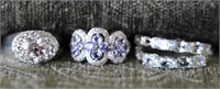 3 pcs. Sterling Jewelry - 1 Pair Earrings, 2 Rings