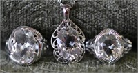 3 pcs. Sterling Jewelry - 2 Rings, 1 Necklace