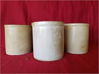 3 pcs. Antique Stoneware Crocks