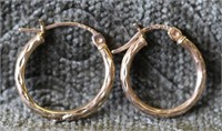 2 pcs. 10k Gold Hoop Earrings - Mismatched Pair