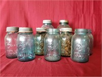 10 pcs. Vintage Ball Blue-glass Canning Jars