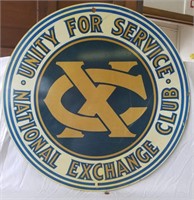 Vintage Nation Exchange Club Round Metal Sign