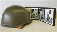 Korean War-era Military Helmet & Photo Book