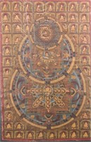 Chinese Tanka of Mandala on Canvas Dated 1971