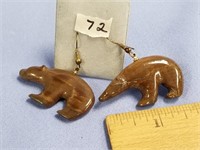 Pair of very dark brown, fossilized ivory dangle e