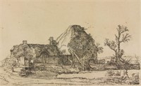 #320 Litho Print of Landscape Rembrandt 1606-1669