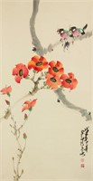 Zhao Shaoang 1905-1998 Watercolour on Paper Scroll
