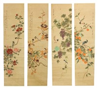 Weng Xiaohai 1790-1849 Watercolour Scroll 4 PC