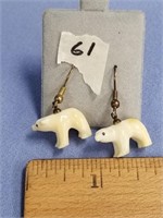 Pair of adorable, carved fossilized ivory polar be