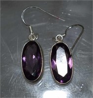 Sterling Silver Earrings w/ Oval Purple Tourmaline