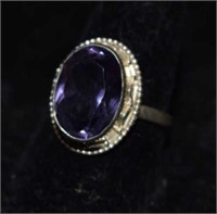 Size 7.5 Sterling Silver Ring w/ Purple Tourmaline