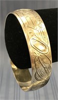 A beautiful sterling silver cuff bracelet, has Tli