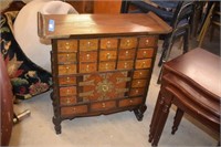 Oriental Style Oak Apothecary Cabinet